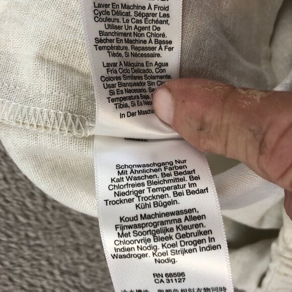 NWT DKNY Pure Womens Pants Small Linen Blend Wide Leg Beige Abstract Pull On - Picture 11 of 15